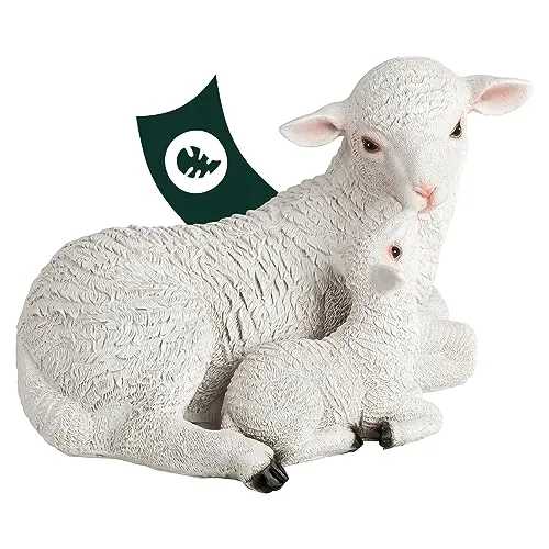 VERDOBA Schaf Deko mit Lamm - Wetterfeste Gartenfigur - Tierfiguren & Tierstatuen - Handbemalte, wetterfeste Schaf Dekofigur mit Lämmchen, ideal für deinen Garten und ein echter Hingucker in jeder Jahreszeit.