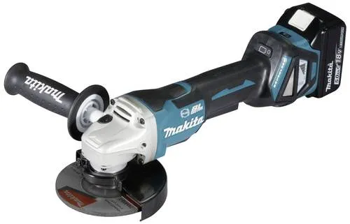 Makita DGA517RTJ - Akku-Winkelschleifer 18V mit 2 Akkus und Koffer, sicher durch Paddelschalter und vielseitige Drehzahlregelung