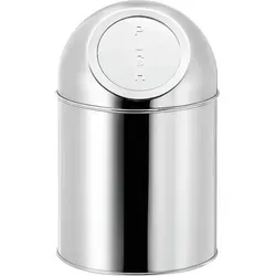 Tischabfalleimer Edelstahl 1L | Mini Mülleimer mit Push-Deckel | Abfallbehälter kompakt für Küche, Büro, Bad | runder Tisch Mülleimer rostfre...