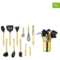 ECHTWERK Küchenhelfer Set (gold, 12-teilig) - Küchenhelfer Set aus hochwertigem Edelstahl und strapazierfähigem Silikon, ideal für stilvolles Kochen und Backen.
