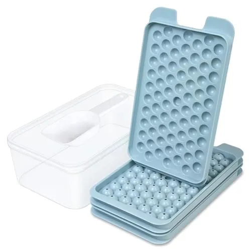 Mini Eiswürfelform, Kugel Eiswürfelbehälter mit Deckel und Box, Ergibt 216 13 mm Eiswürfel Rund auf Einmal, Leicht Herausnehmbare Ice Cube Tray,Geeignet für Kühlschrank, Kaffee, Cocktails und Getränke