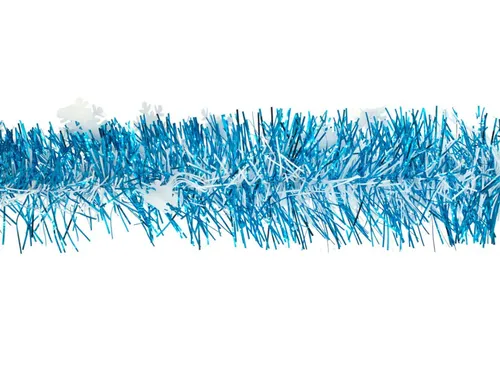 Creativery Girlanden, Weihnachtsgirlande Lametta 8cm x 2m inkl. Schneeflocken Türkis / Weiß