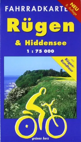 Fahrradkarte Rügen & Hiddensee: Mit Rügen-Rundtour. Maßstab 1:75.000.