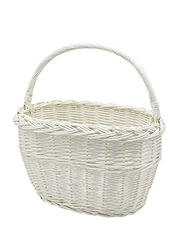 MyBer® Einkaufskorb Weidenkorb geflochten 38/26/25-42cm Stabiler Tragekorb Korb aus Weide weiß K13-008-W