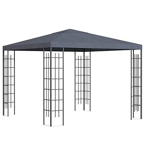 Outsunny Pavillon Grau 295x255 cm - Eleganter Gartenpavillon mit robustem Stahlrahmen für hohe Stabilität und sicheren Sonnenschutz. Ideal für Gartenfeiern und entspannte Stunden im Freien.