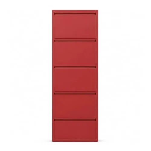Alveon Schuhschrank Schmal mit 5 Regalen und Magnet-Klappen in rot von Alveon