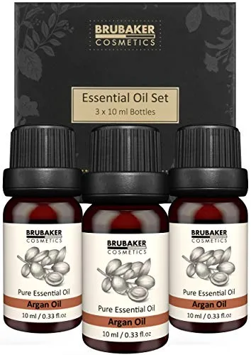 BRUBAKER Cosmetics 3er-Set Argan Öl - Gesundes Haar, Lange Wimpern & Tolles Hautbild - Ätherische Öle Geschenkset 3 x 10 ml Arganöl Vegan
