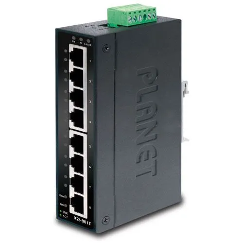 IGS-801T 8-Port Industrial Gigabit Ethernet Switch - 8 x 10/100/1000 Mbps, ideal für DIN-Schienenmontage in industriellen Anwendungen