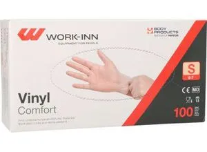 Einmalhandschuhe WORK-INN Comfort, Vinyl, puderfrei, latexfrei, transparent, Größe S, 100 Stück