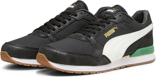 PUMA Unisex St Runner 75 Years Sneaker, Schwarz, Warmweiß, Archivgrün, 40.5 EU - Herren-Sneaker mit SOFTFOAM+ Einlegesohle für maximalen Komfort und optimale Dämpfung. Stilvolles Design aus Mesh, Leder und Nylon, perfekt für den Alltag.