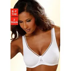 petite fleur by Lascana Minimizer-BH (Packung, 2 Stück) mit Bügel, Baumwolle, mit nahtlosen Cups, T-Shirt-BH, große Größen weiß 95
