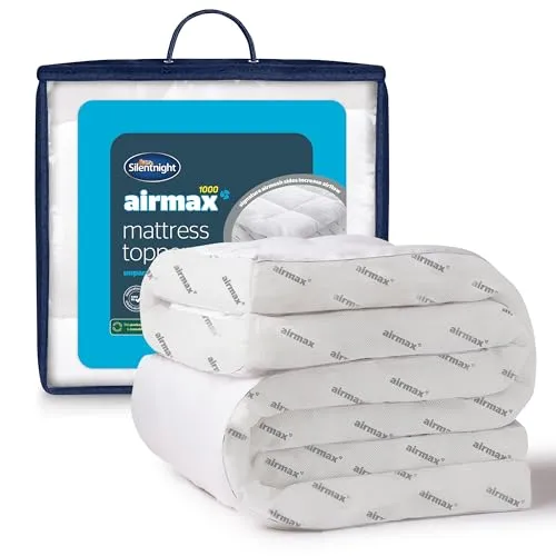 Silentnight Airflow 1000 Matratzenauflage für Einzelbett, extra dick, tief, mit 10 cm Dicker Polsterung, Netzseiten zur Erhöhung der Luftzirkulation und elastischen Bändern, Einzelbett – 190 x 90 cm
