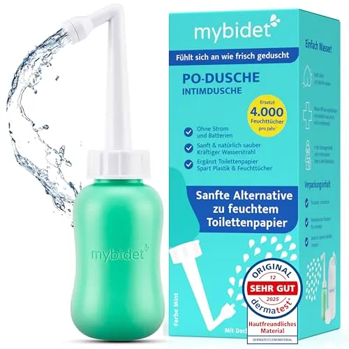 MyBidet Po Dusche Intimdusche – spart 4000 Feuchttücher | 0% Chemie 100% Wasser, Für zu Hause & unterwegs, ohne Batterien & Anschlüsse, nachhaltig