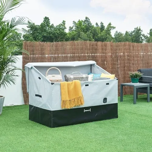 casa.pro Gartenbox Alanno - Wasserdichte Aufbewahrungsbox für Gartenutensilien - Auflagenboxen mit 850 L Stauraum, robust und wetterbeständig, ideal für Garten, Pool und Camping. Optimale Belüftung verhindert Gerüche, einfach zu transportieren und schnell montiert.