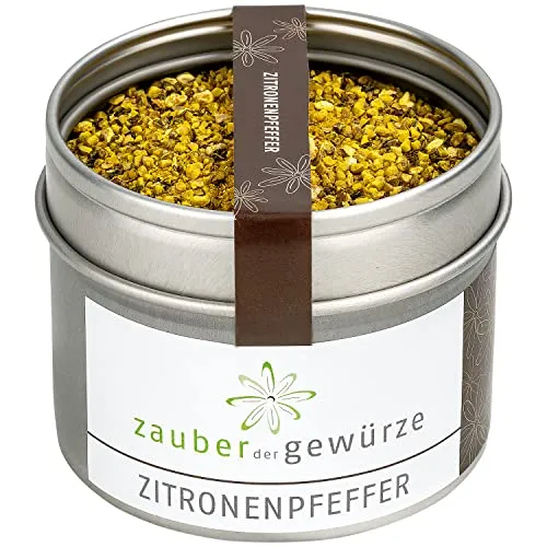Zauber der Gewürze Zitronenpfeffer, grob gemahlen, leckere Pfeffer-Mischung mit zitronig-frischer, pfeffriger Würze, Top-Qualität in wiederverschließbarer Aroma-Dose, 75 g