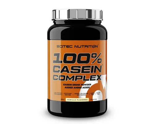 Scitec Nutrition 100% Casein Complex (920 g, Vanille) - Sportnahrung mit 23 g Protein pro Portion, ideal für den Abendgenuss. Enthält mizellares Casein und L-Glutamin für optimale Muskelregeneration.