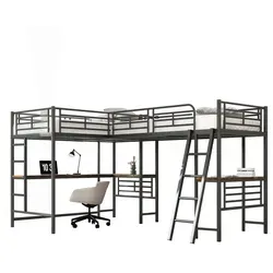 Okwish Hochbett Schwarz, Metall 90x200 cm für Kinderzimmer - Das Okwish Hochbett vereint modernes Design und Funktionalität. Mit stabiler Metallkonstruktion bietet es eine optimale Raumnutzung – Schlafen oben, Arbeiten unten. Ideal für kleine Räume und stilvolle Kinderzimmer.