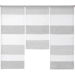 Design Mini Flächenvorhang Set weiß taupe - Klassische Schiebegardine, halbtransparent, ideal für alle Zimmer, inklusive Montageanleitung für Bistro- und Vitragestangen.