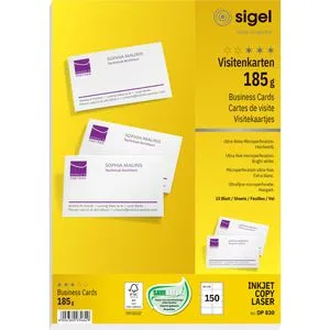 SIGEL DP830 bedruckbare Visitenkarten hochweiß, 150 Stück von SIGEL