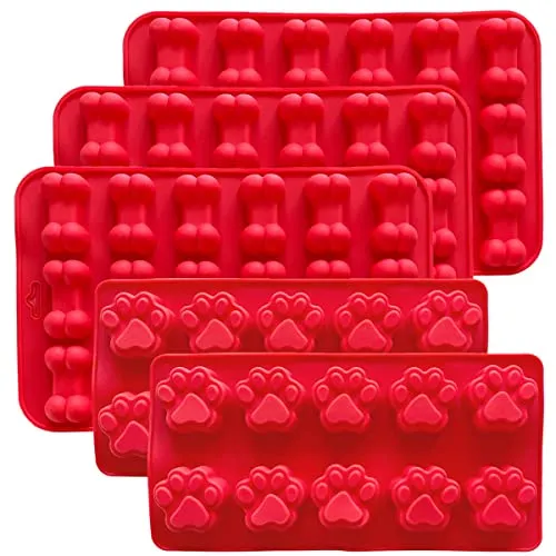 5x Silikon Backform Knochen Pfoten Hundekekse Hundeleckerlis Hundeeis Eisform für Hunde