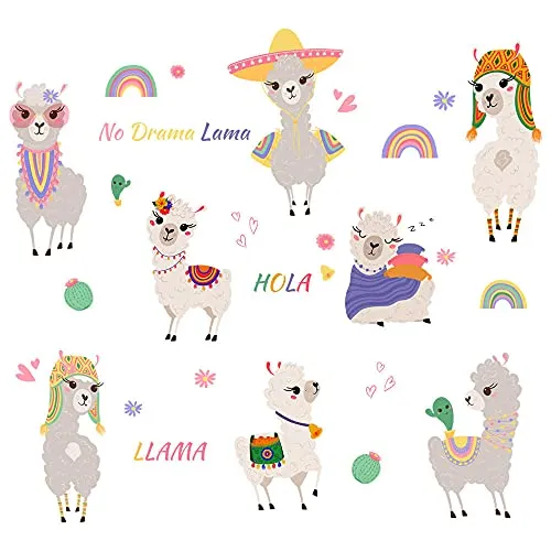 Wandtattoo Wandsticker Wandaufkleber Lama 30 X 90cm(2 Blätter) für Kinderzimmer Dekoartikel und Geschenkidee für Jungen und Mädchen