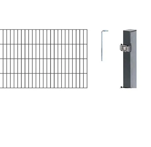 Alberts Doppelstabmattenzaun 8 tlg. Komplettset - anthrazit, 80 cm hoch, 6 m lang - Robuster Doppelstabmattenzaun im 8-teiligen Set, ideal für sichere Einzäunung. Feuerverzinkter Stahl sorgt für Langlebigkeit und Rostfreiheit. Perfekt für Garten und Grundstück.
