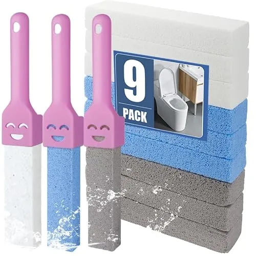 Stück Bimsstein Toilettenreiniger,9 Stück Pumice Stone mit 3 Griffe | Bimsstein Toilette Austauschbar Pumice Stone for Toilet,Putzstein Toilette für Toiletten,Badezimmer Küchen Urinsteinentferner 12