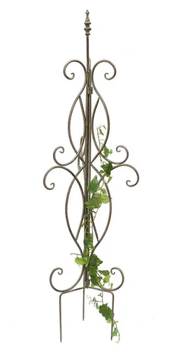 DanDiBo Rankhilfe Metall Rankgitter 125 cm - Stilvolle Kletterhilfe für Ihren Garten - Spaliere aus stabilem Metall, ideal für Kletterpflanzen wie Tomaten und Rosen. Mit geschwungenem Rankmuster und integrierten Bodenankern für einfachen Einsatz.