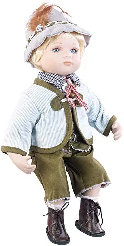 PEARL Deko Puppen: Sammler-Porzellan-Puppe Anton mit bayerischer Tracht, 36 cm (Porzellanpuppen, Sammelpuppen, Spielzeug)