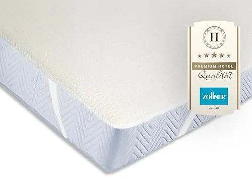 ZOLLNER Matratzenauflage 70 x 140 cm aus 100% Baumwolle - Hochwertige Matratzenauflage in weiß, perfekt für Allergiker, mit praktischen Eckgummis. Waschbar bis 95°C, sorgt für hohen Schlafkomfort und ist ideal für den täglichen Einsatz.