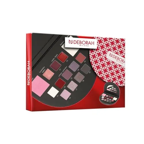 Deborah Milano Geschenkset für Damen, Make Up Beauty Gift Nr. 1 Mini-Kalttöne, inklusive Palette von Lidschatten, Gloss, Lippenstift und Gesichtspuder mit verschiedenen Oberflächen und Farben, aus