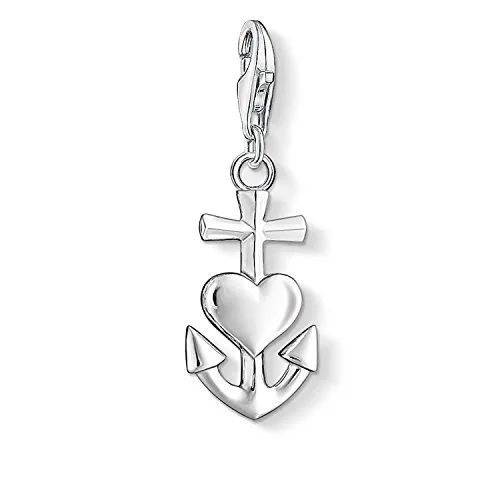Thomas Sabo Damen Charm-Anhänger Kreuz Herz Anker Glaube Liebe Hoffnung Charm Club 925 Sterling Silber 0083-001-12