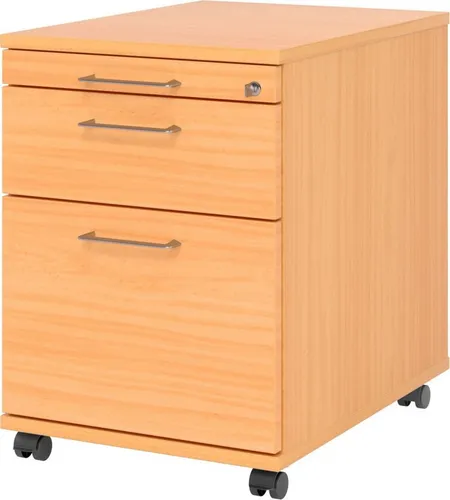 Hammerbacher Rollcontainer 58cm mit 1 Schub - Büroschrank Rollcontainer AC20 BS, 58 cm tief, mit zentraler Verriegelung und Auszugsperre. Ideal für organisierte Ablage und hohe Stabilität, belastbar bis 25 kg.