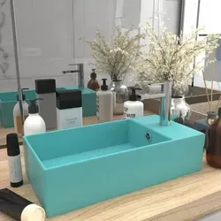 vidaXL Badezimmer-Waschbecken mit Überlauf in grün von vidaXL