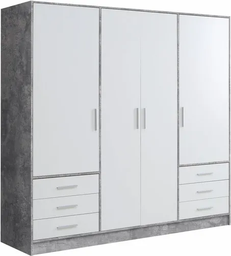 Jupiter Schrank 200 210, 4-türiger Kleiderschrank mit Spiegel - Geräumiger 4-türiger Kleiderschrank mit modernem Design, ideal für Schlafzimmer und Wohnzimmer. Bietet viel Stauraum für Kleidung und Accessoires.