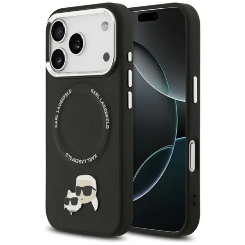 Karl Lagerfeld Magsafe PU Hülle für iPhone 17 Pro - Stylische Magsafe PU Hülle mit Karl&Choupette-Logo und hochwertigen Metall-Tasten für optimalen Schutz und elegantes Design.