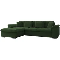 Mirjan24 Ecksofa Dunkelgrün 5-Sitzer mit Schlaffunktion - Ecksofa in Dunkelgrün, 280x160 cm, ideal für Wohnzimmer. Mit Schlaffunktion und Bettkasten für zusätzlichen Stauraum. Stilvolles Design und bequemes Sitzen.