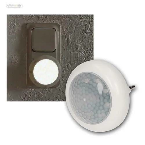 LED Orientierungs-Licht / Nacht-Leuchte IR-Bewegungsmelder f Steckdose 230V/0,5W