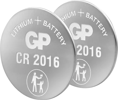 GP CR2016 C2 Lithium Knopfzellenbatterie - 3 Volt, 2er Pack im Blister, langlebig und zuverlässig für elektronische Geräte