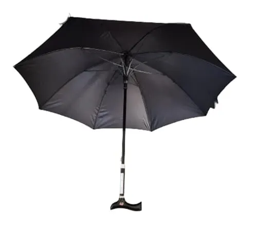 Russka Schirm-Gehstock Höhenverstellbar Mit Fritzgriff In Schwarz