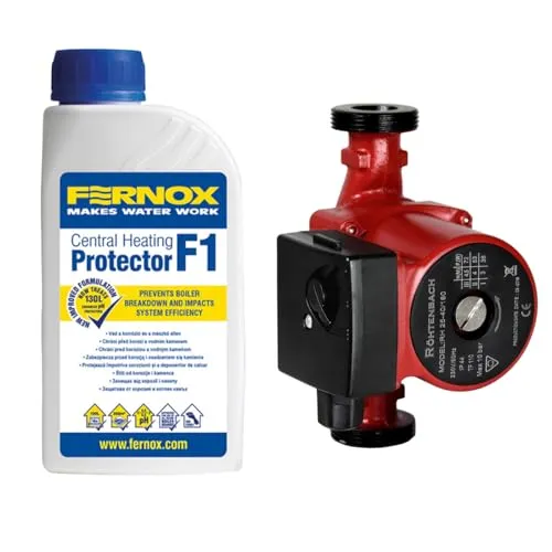 Bandloo Set: Energiesparende Umwälzpumpe Rohtenbach + Fernox F1 500 ml – Effiziente Heizungsunterstützung, konstante Wärme, Schutz vor Korrosion und Kalkablagerungen (25-40/180)