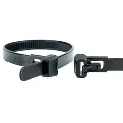 Wiederlösbare Kabelbinder 120 x 7,6 mm schwarz - 500 Stück - Hochwertige, wiederlösbare Kabelbinder aus Polyamid 6.6 für vielseitige Anwendungen. Mit hoher Zugfestigkeit und einfacher Handhabung sind sie ideal zum Bündeln und Befestigen von Materialien. Praktisch und zuverlässig in der Industrie!