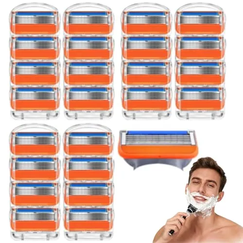 TKGEOUE Fu-sion 5 Rasierklingen, 24 Stück Fu-sion 5 Klingen, Ersatzklingen für Nassrasierer Herren, Manuelle Klinge Barber, zur Reinigung von Bart-und Körperhaaren Leicht zu Rasieren