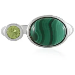 Cavill Silberring Malachit Ring 4,27 ct mit Peridot, Sterling Silber, Damen Echtschmuck (1-tlg) grün|silberfarben 57