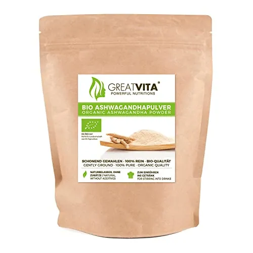 GreatVita Bio Ashwagandha Pulver, 400g, ohne Zusätze von Mea Vita