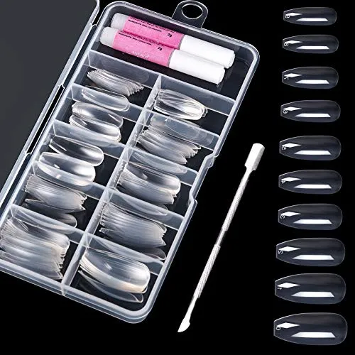 Stück Falsche Nägel, Klar Künstliche Fingernägel Kunst Nägel Tipps mit Nagelhautschieber für Frauen Mädchen, 10 Größen 100