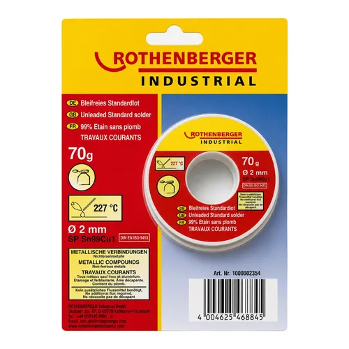 ROTHENBERGER Standardlot bleifrei 70g Ø2mm Lötzinn Flussmittel 2354 Sn99Cu1