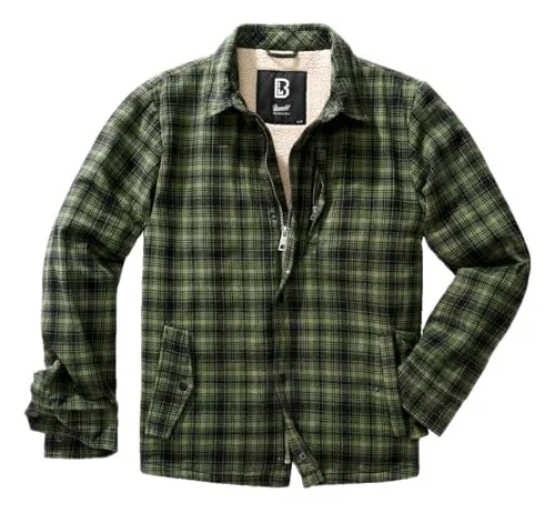 Brandit Classic Sherpa Jacket - Oliv-Black, Größe M - Funktionsjacke mit warmem Sherpa Innenfutter, ideal für kühle Tage. Ausgestattet mit Brusttasche, seitlichen Einschubtaschen und einem stylischen Holzfäller-Look.