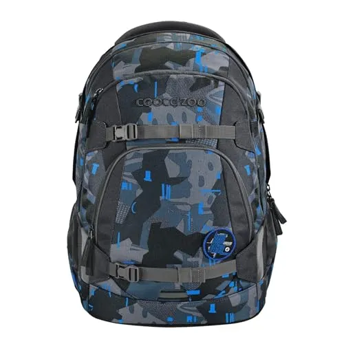 coocazoo Schulrucksack Mate Blue Craft - Ergonomischer, höhenverstellbarer Tornister mit 30 Litern Volumen und individueller Gestaltung durch COLOUR UP-Sets
