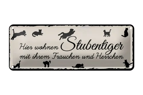 Produktbild Blechschild Spruch 27x10 cm Hier wohnen Stubentiger Schild